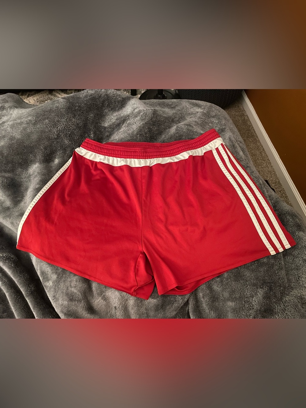 adidas Red Women's Athletic Shorts with White Trim